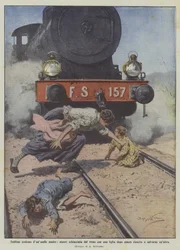 Erhabener Heldentum einer einfachen Mutter, stirbt von einem Zug überfahren mit einer Tochter, nachdem sie es geschafft hat